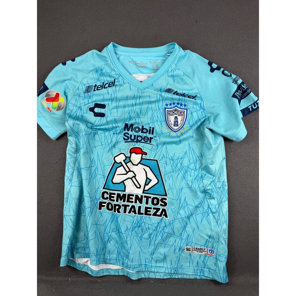 Charly Mens Blue Pachuca Club De Soccer Jersey Liga MX Short Sleeve Graphic S